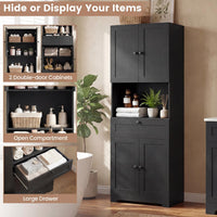 Tall Bathroom Cabinet, Freestanding Storage Cabinet with 4 Doors & 1 Drawer