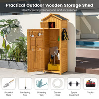 Garden Storage Shed, 180.5CM Tall Outdoor Storage Cabinet with Lockable Doors