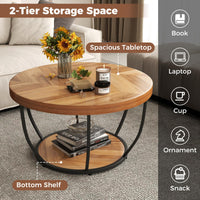 2-Tier Round Coffee Table w/Storage