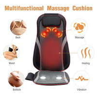 Shiatsu Back Massager with Heat, Neck and Back Massage Seat Pad for Chair, Deep Tissue Kneading