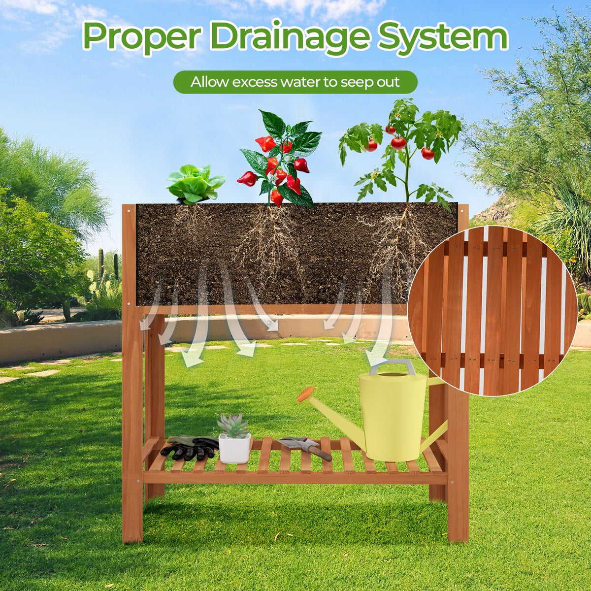 Giantex Raised Garden Bed Outdoor, Elevated Fir Wood Garden Box with Legs