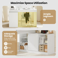 L-shaped Computer Desk Reversible Writing Desk with 4 Storage Compartments