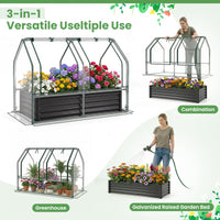 120x30x60 cm Raised Garden Bed with Greenhouse Cover and Windows