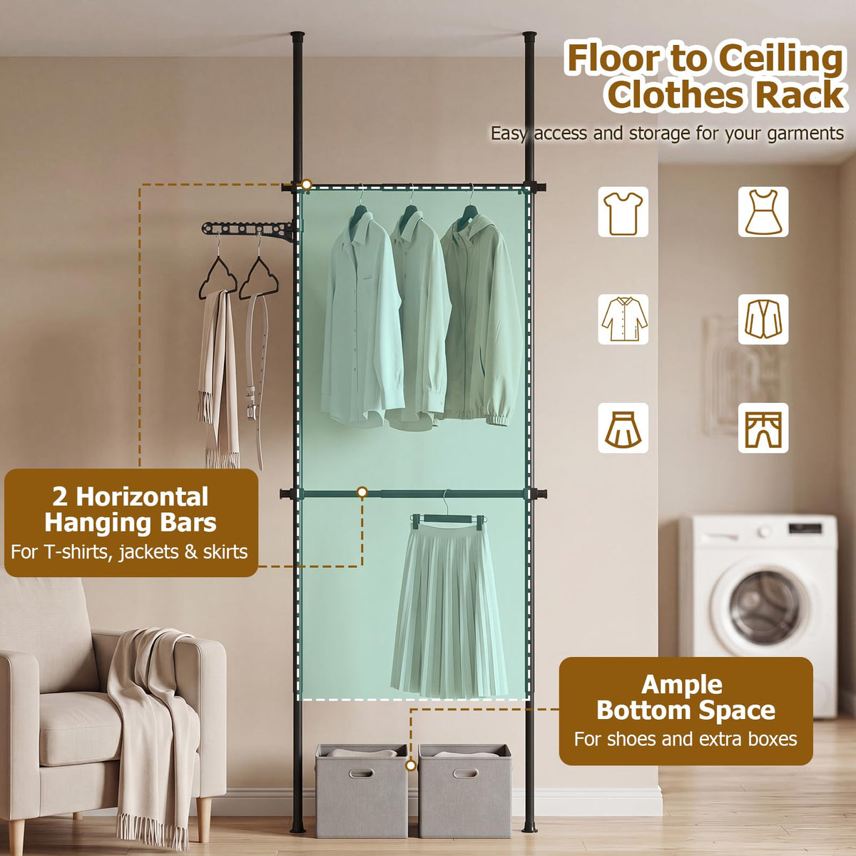Giantex Adjustable Floor to Ceiling Clothes Rack