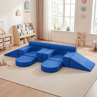 10 PCS Modular Kids Play Couch Toddler Climb & Crawl Foam Playset w/Suede Fabric