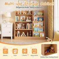 5-Tier Scalloped Shelves, Deep Compartments, Wooden Book