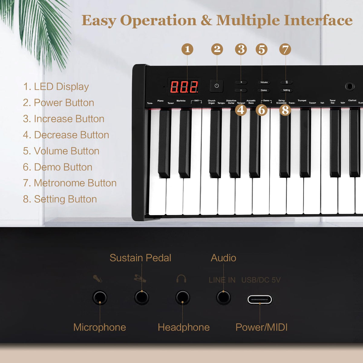 61-Key Portable Electronic Keyboard Piano Complete Digital Piano Set