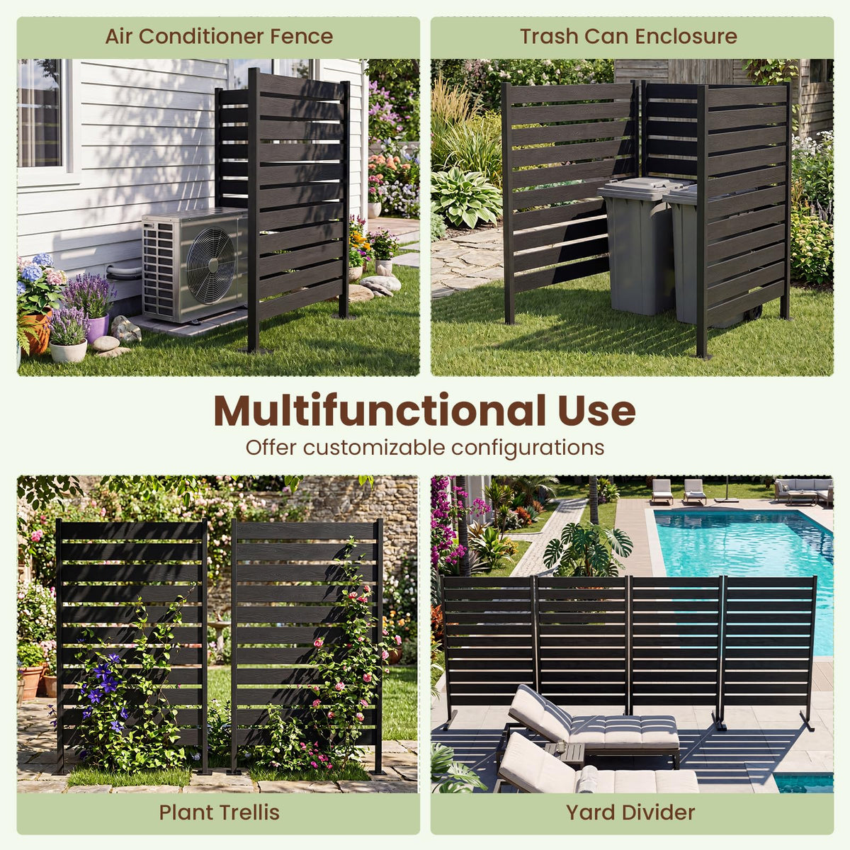 Decorative Privacy Screen 93x155cm No Dig Fence for Pool or Lawn