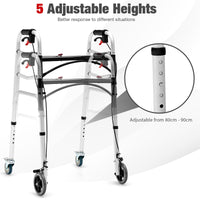 2-Button Folding Walker, Height Adjustable Walking Aid