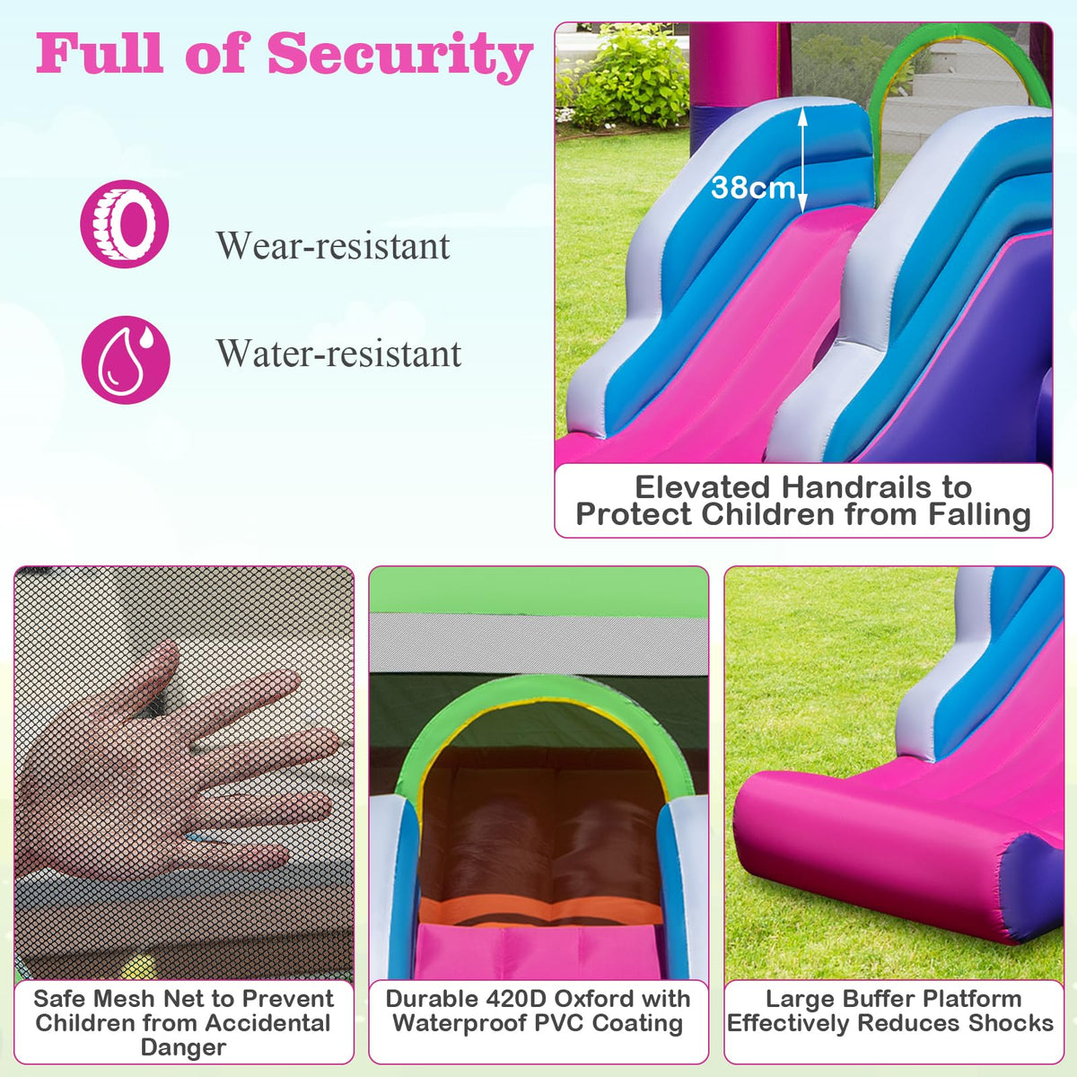 5-in-1 Inflatable Bounce Castle with Sun Roof (without Blower & Balls)