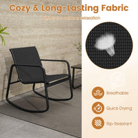 3 Piece Rocking Bistro Set Patio Furniture Set with 2 Rocking Chairs and Coffee Table