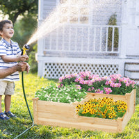 Outdoor Elevated Planter Box with Open-Ended Base for Garden