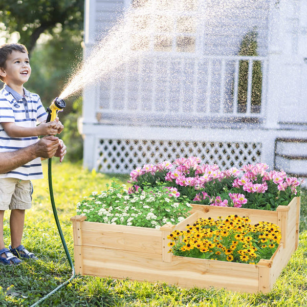 Outdoor Elevated Planter Box with Open-Ended Base for Garden