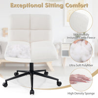 Giantex Cross Legged Chair with Wheels, Upholstered Home Office Chair