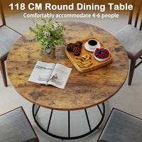 Giantex 118 cm Round Dining Table for 4, Farmhouse Kitchen Table
