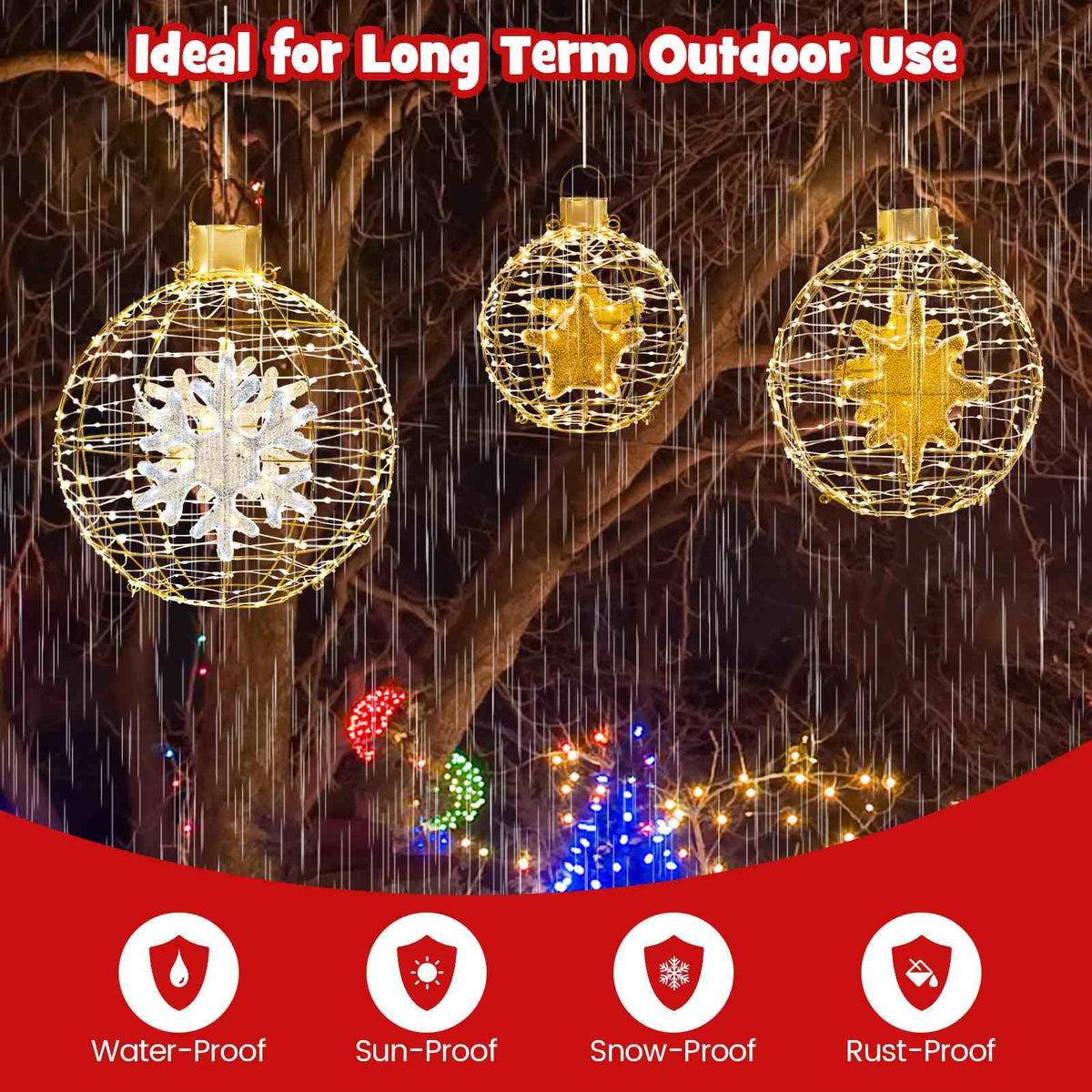 3 Piece Pre-Lit Lantern Balls with 732 Bright LED Lights