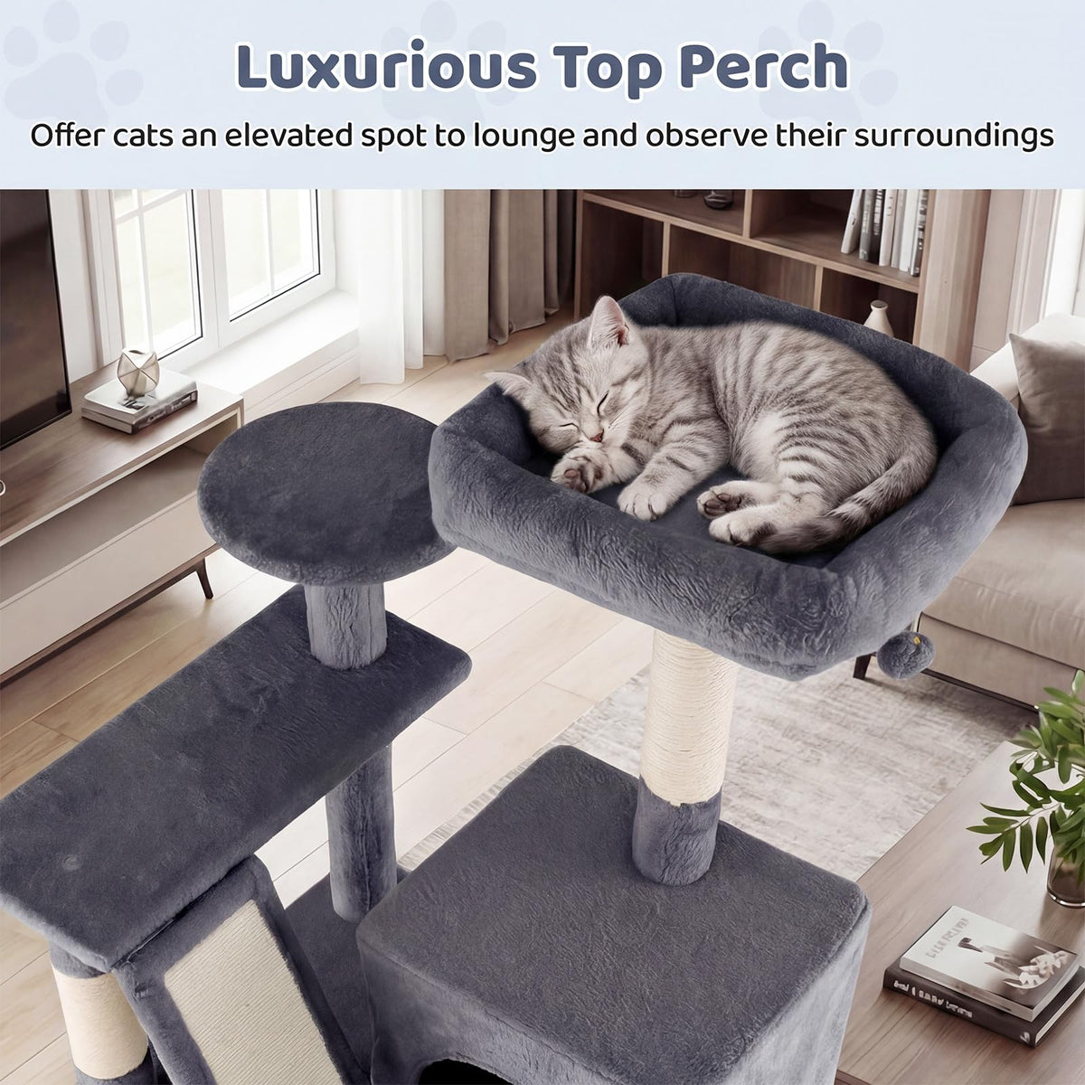 Cat Tree Tower for Indoor Cats Multi-Level Cat Condo with Plush Top Perch