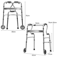 200KG Weight Capacity Aluminum Alloy Adult Walker w/ Unidirectional Wheels & Bi-Level Armrests