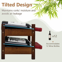 12 Bottle 2-Tier Wine Storage Organizer with Bamboo Holder for Countertop Wine Cellar