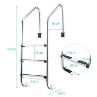 3-Step Split Stainless Steel Pool Ladder, Heavy Duty Steel Ladder for In Ground Pools