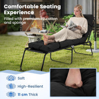 Black Outdoor Lounge Chair with 4-Position Backrest and Removable Lounge Cushion