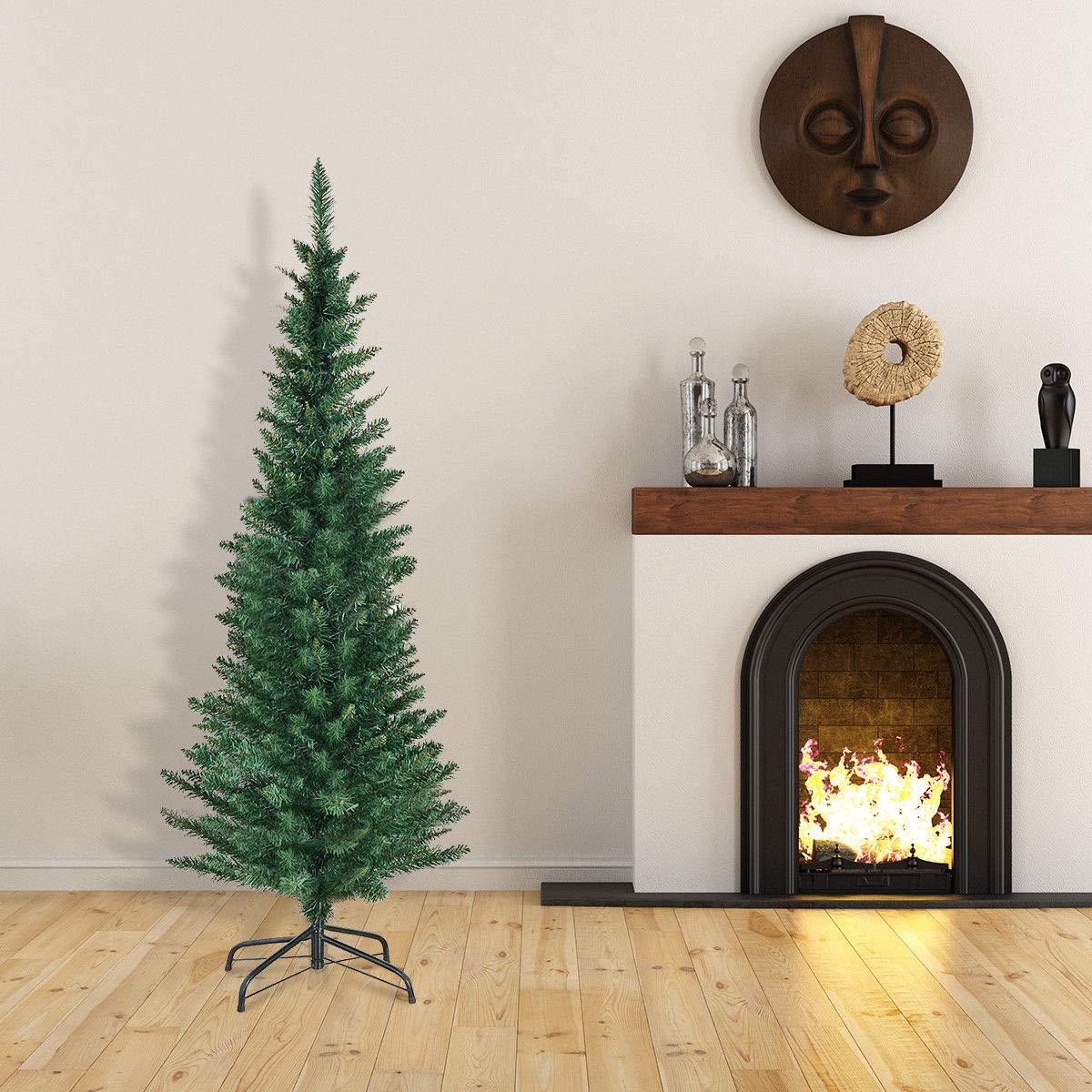 Giantex Holly-Jolly 1.5M PVC Pencil Christmas Tree Slim Xmas HomeDecor Green (1.5M)