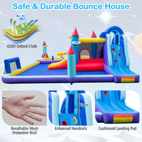 Inflatable Water Slide Park, Kids Inflatable Jumping Castle w/2 Slides w/ 850W Blower