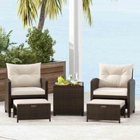 Outdoor 5 Piece Patio Rattan Furniture Setting for Poolside Backyard Lawn & Deck