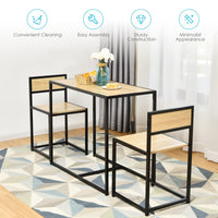 Giantex 3 Piece Dining Set, Industrial Dining Table w/ 2 Chairs, Small Kitchen Table Set (Natural)
