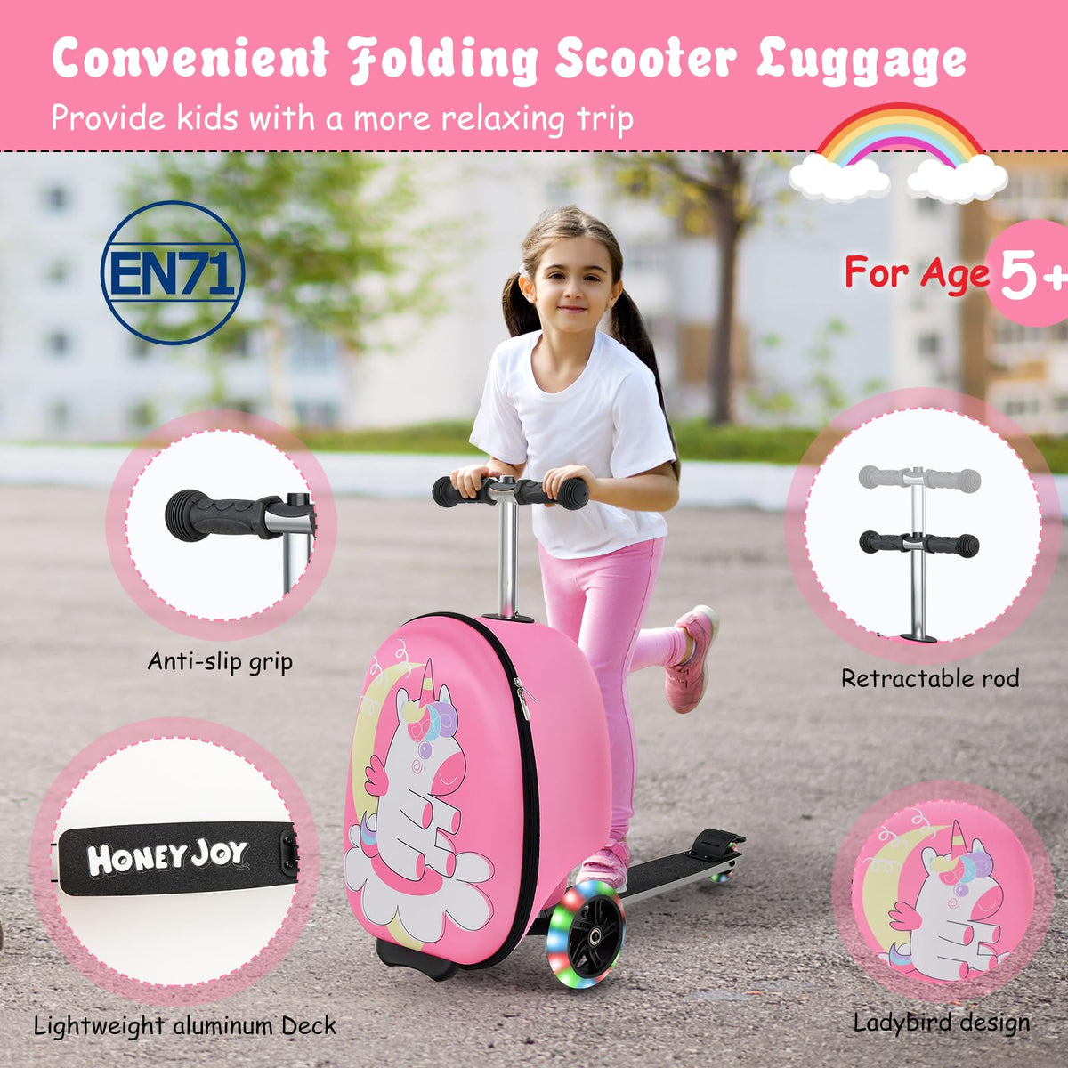 2-IN-1 Kids Luggage with Wheels for Kids Ages 5+