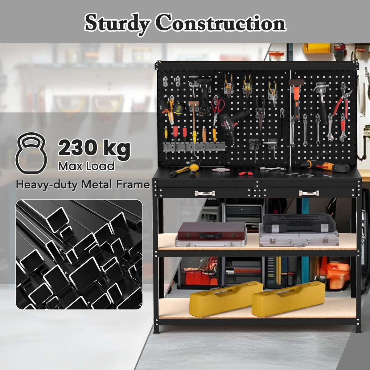121 x 61 cm Workbench, 230 kg Heavy-Duty Work Table