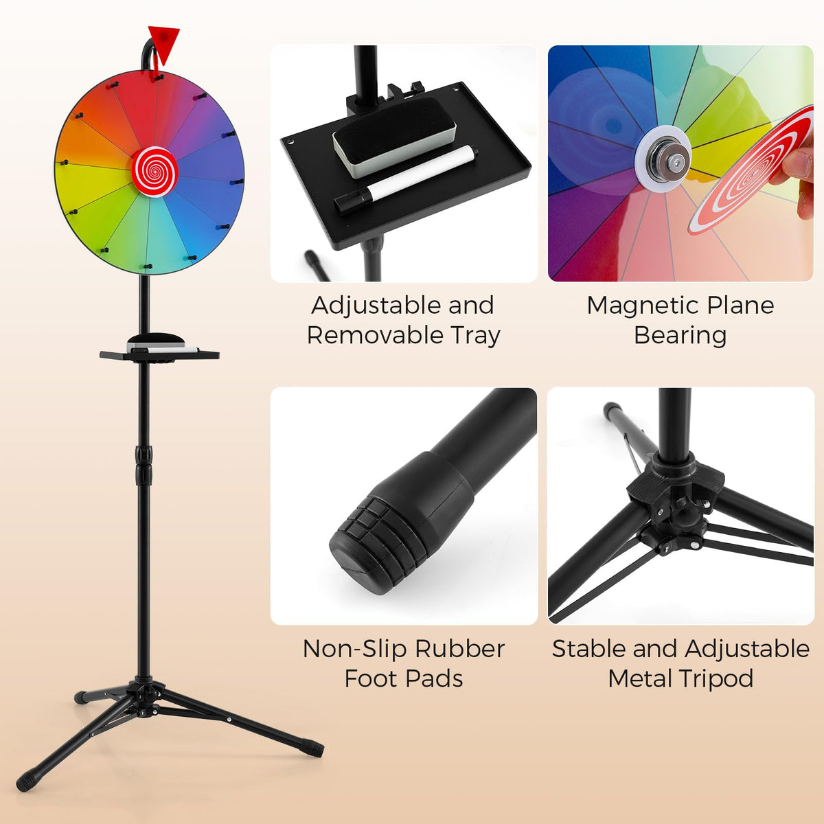 40cm Prize Wheel Height Adjustable with Folding Floor Stand