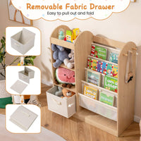 Toy Storage Organizer with Full-Length Mirror and 4-Tier Sling Shelves