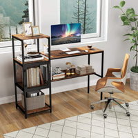 Home Office Desk with Storage Cabinet & Shelves