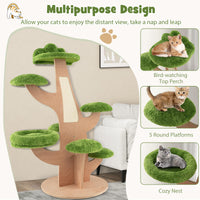 1.3M Pine Shape Cat Tree for Indoor Cats, Cute Multi-Level Cat Tower w/Sisal Scratching Board