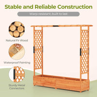 Raised Garden Bed with 2-Sided Trellis & Hanging Roof, Fir Wood Planter Box