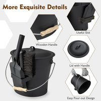 Fireplace Ash Can with Handle Gloves and Tools for Wood Burning Stoves