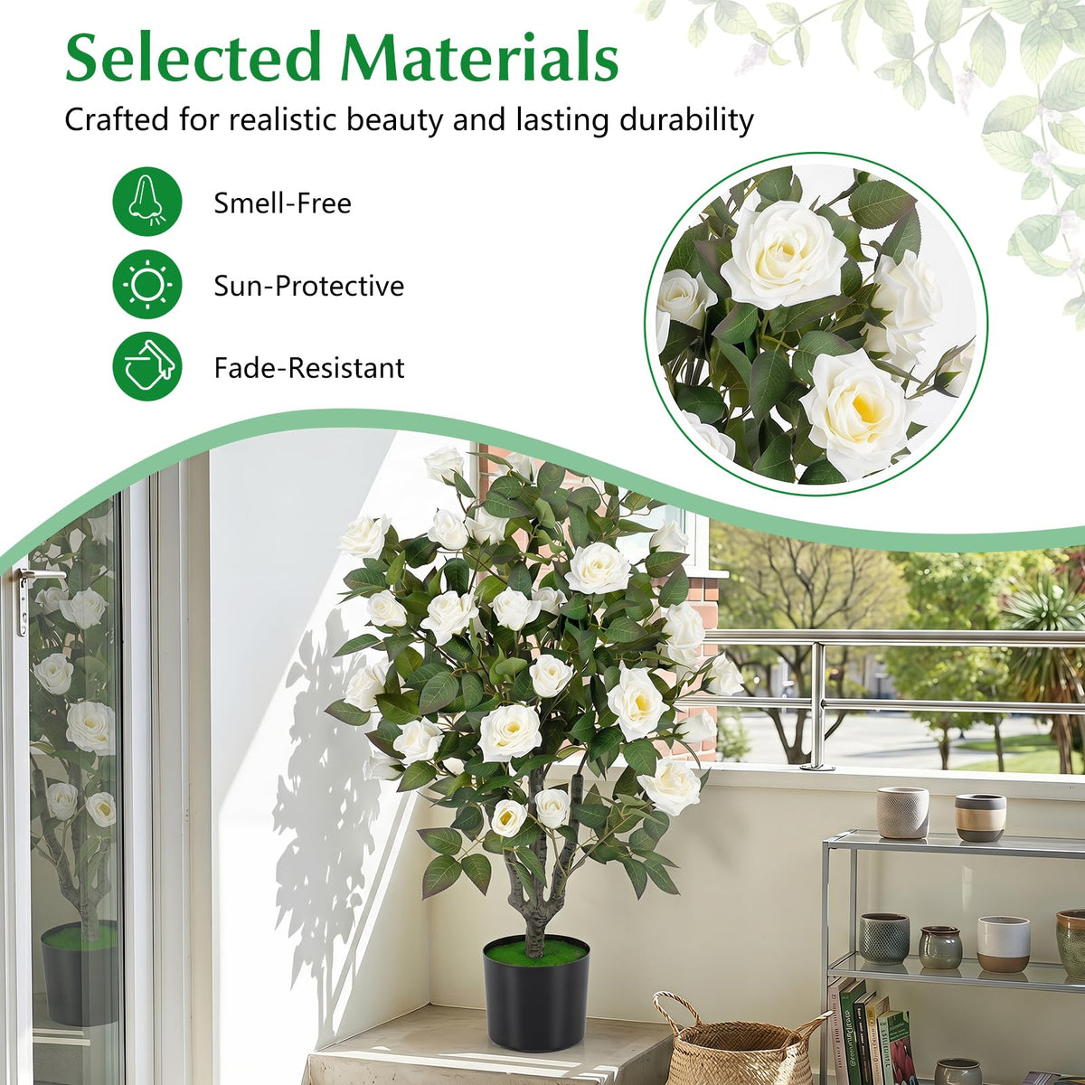 90cm Artificial Rose Tree Free Maintenance for Home Office Porch