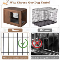 Furniture Dog Crate, Pet Crate End Table w/Cushion, Double Doors, Mesh, Indoor Use Dog Cage House