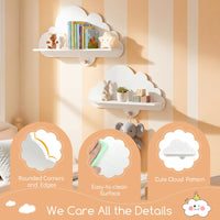 Cloud Shape Wall Shelves with Hooks for Kid Room and Nursery Decor