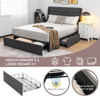 Giantex Queen Size Platform Bed w/3 Drawers