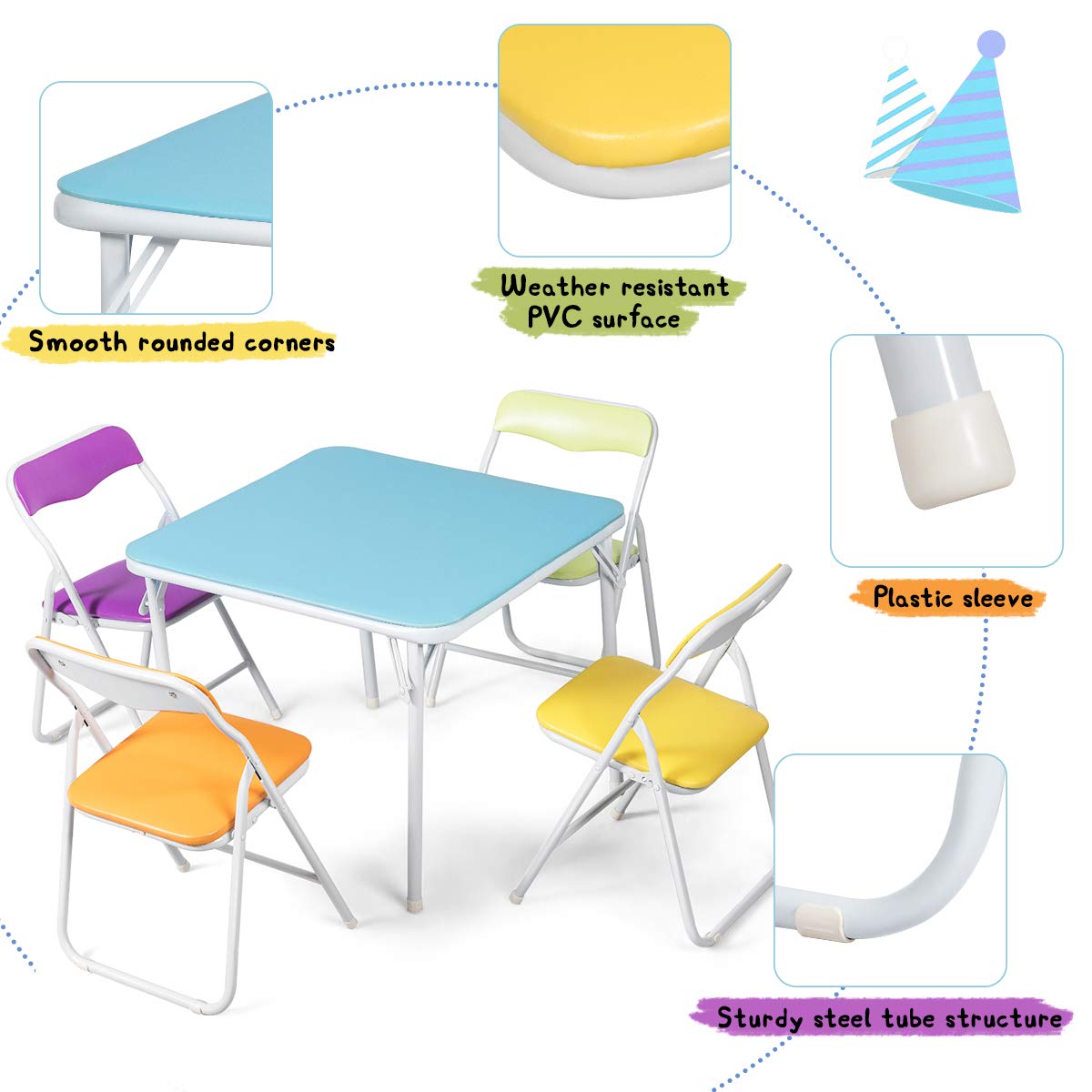 Kids Table and Chairs Set, Children Toddler Study Desk