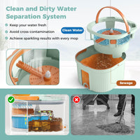 Spin Mop and Bucket Set with Replaceable Mop Pads