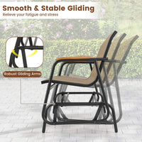 2-Person Outdoor Glider Bench Patio Gliding Loveseat with Breathable Fabric Seat