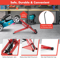 Ride On Lawn Mower Lift Jack, 3-Level Height Adjustable Mower Jack w/2 Wheels