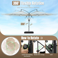 3M Offset Hanging Umbrella with Base Patio Cantilever Umbrella
