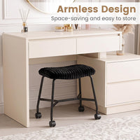 Upholstered Footrest Stool Set of 2 with 4 Swivel Casters and Thick Cushion for Living Room