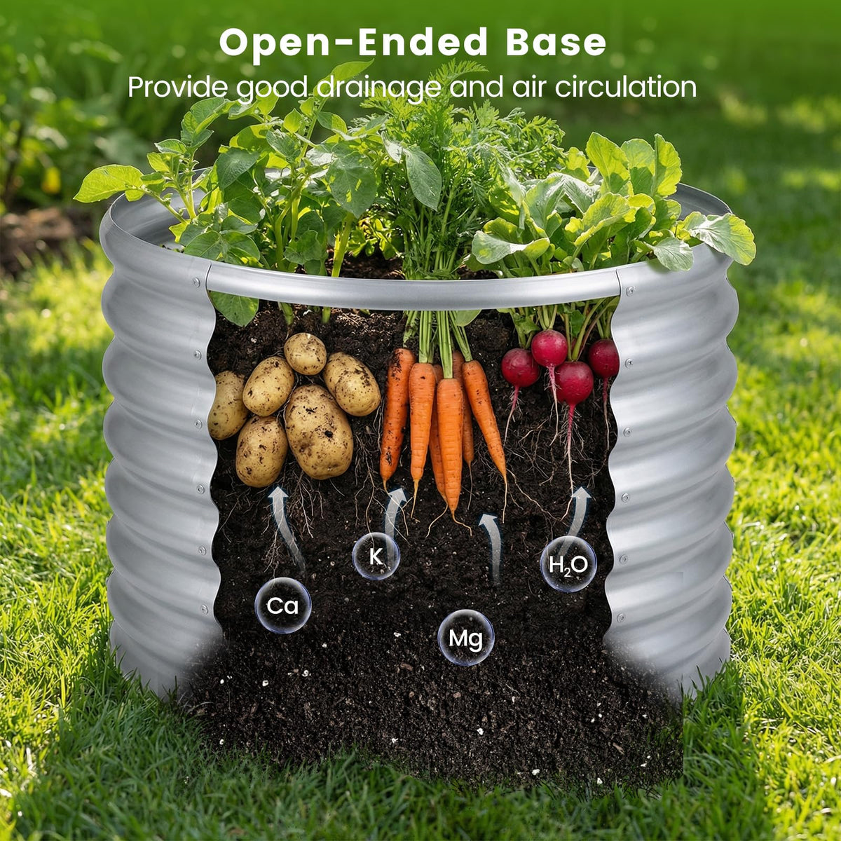Galvanized Raised Garden Bed, Round/Rectangular Outdoor Planter Box