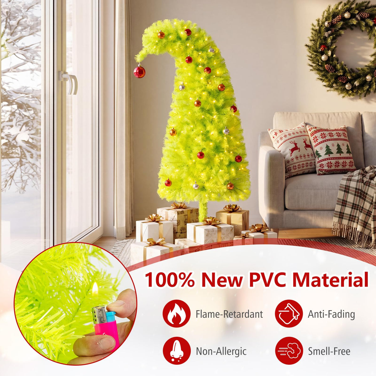 1.5M Pre-Lit and Pre-Decorated Christmas Tree with 4 Lighted Gift Boxes