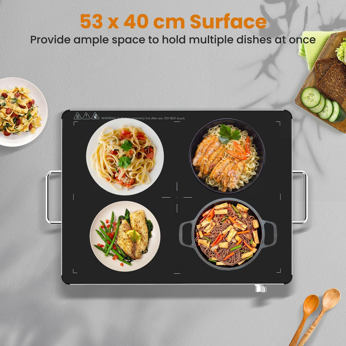 Electric Warming Tray, Food Warmer with Adjustable Temperature Control